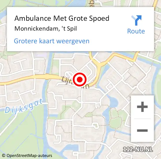 Locatie op kaart van de 112 melding: Ambulance Met Grote Spoed Naar Monnickendam, 't Spil op 25 juni 2024 08:15