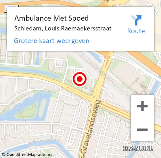 Locatie op kaart van de 112 melding: Ambulance Met Spoed Naar Schiedam, Louis Raemaekersstraat op 25 juni 2024 08:15