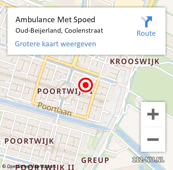 Locatie op kaart van de 112 melding: Ambulance Met Spoed Naar Oud-Beijerland, Coolenstraat op 25 juni 2024 08:29