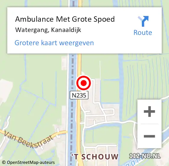 Locatie op kaart van de 112 melding: Ambulance Met Grote Spoed Naar Watergang, Kanaaldijk op 25 juni 2024 08:39