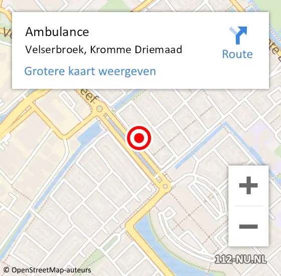 Locatie op kaart van de 112 melding: Ambulance Velserbroek, Kromme Driemaad op 25 juni 2024 09:10