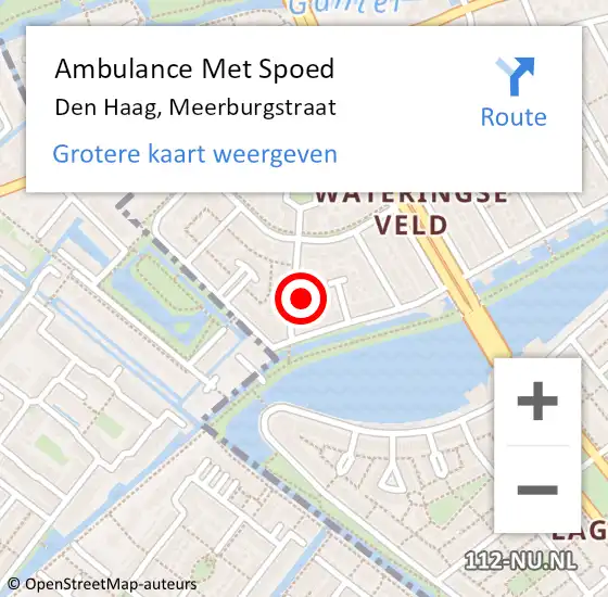 Locatie op kaart van de 112 melding: Ambulance Met Spoed Naar Den Haag, Meerburgstraat op 25 juni 2024 09:29