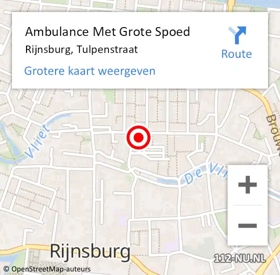 Locatie op kaart van de 112 melding: Ambulance Met Grote Spoed Naar Rijnsburg, Tulpenstraat op 25 juni 2024 09:35