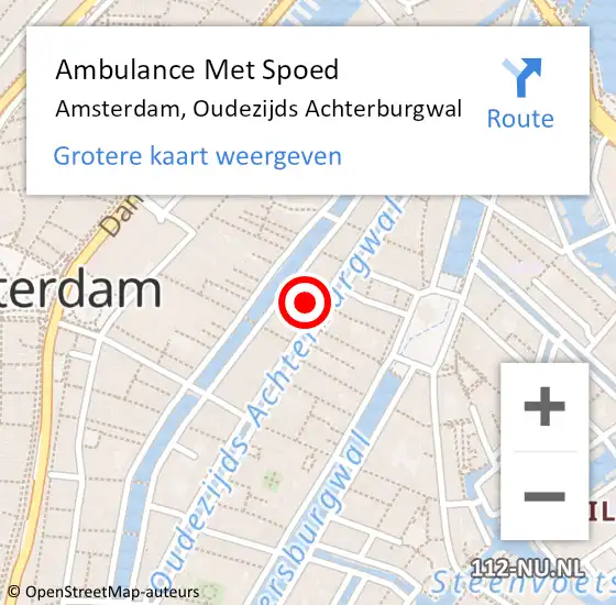 Locatie op kaart van de 112 melding: Ambulance Met Spoed Naar Amsterdam, Oudezijds Achterburgwal op 25 juni 2024 09:38