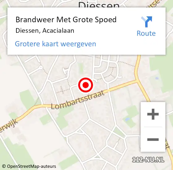 Locatie op kaart van de 112 melding: Brandweer Met Grote Spoed Naar Diessen, Acacialaan op 25 juni 2024 09:52