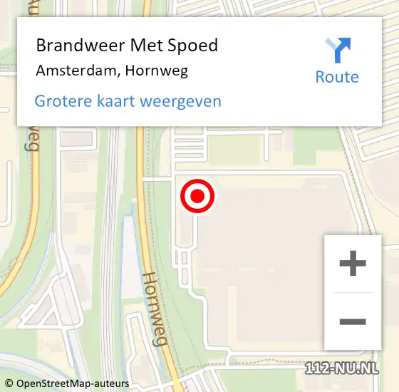 Locatie op kaart van de 112 melding: Brandweer Met Spoed Naar Amsterdam, Hornweg op 25 juni 2024 10:11