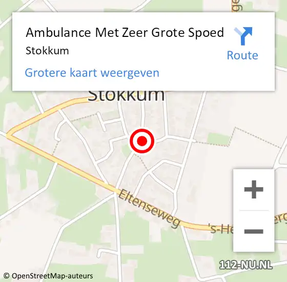 Locatie op kaart van de 112 melding: Ambulance Met Zeer Grote Spoed Naar Stokkum op 25 juni 2024 10:21