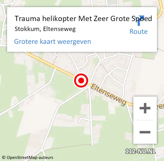 Locatie op kaart van de 112 melding: Trauma helikopter Met Zeer Grote Spoed Naar Stokkum, Eltenseweg op 25 juni 2024 10:24