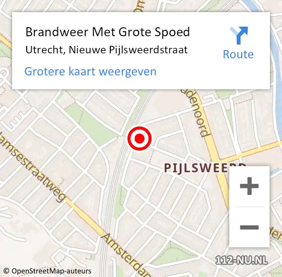 Locatie op kaart van de 112 melding: Brandweer Met Grote Spoed Naar Utrecht, Nieuwe Pijlsweerdstraat op 25 juni 2024 10:34