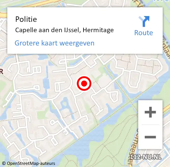 Locatie op kaart van de 112 melding: Politie Capelle aan den IJssel, Hermitage op 25 juni 2024 10:38