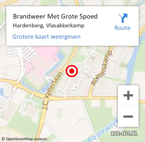 Locatie op kaart van de 112 melding: Brandweer Met Grote Spoed Naar Hardenberg, Vlasakkerkamp op 25 juni 2024 10:42