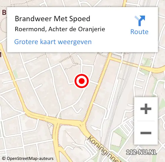 Locatie op kaart van de 112 melding: Brandweer Met Spoed Naar Roermond, Achter de Oranjerie op 25 juni 2024 10:45