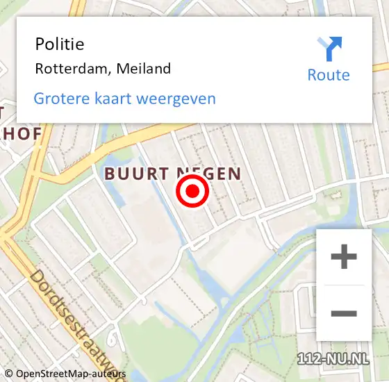 Locatie op kaart van de 112 melding: Politie Rotterdam, Meiland op 25 juni 2024 10:52