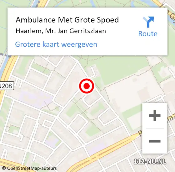 Locatie op kaart van de 112 melding: Ambulance Met Grote Spoed Naar Haarlem, Mr. Jan Gerritszlaan op 25 juni 2024 11:00