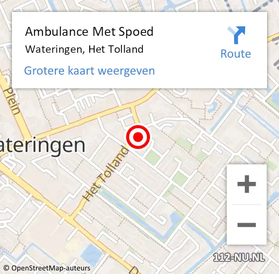 Locatie op kaart van de 112 melding: Ambulance Met Spoed Naar Wateringen, Het Tolland op 25 juni 2024 11:02