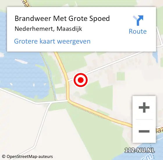 Locatie op kaart van de 112 melding: Brandweer Met Grote Spoed Naar Nederhemert, Maasdijk op 25 juni 2024 11:08