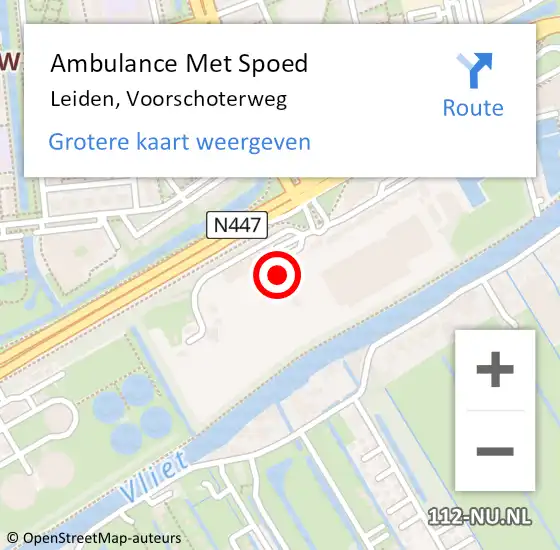 Locatie op kaart van de 112 melding: Ambulance Met Spoed Naar Leiden, Voorschoterweg op 25 juni 2024 11:11