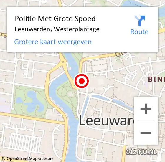 Locatie op kaart van de 112 melding: Politie Met Grote Spoed Naar Leeuwarden, Westerplantage op 25 juni 2024 11:14