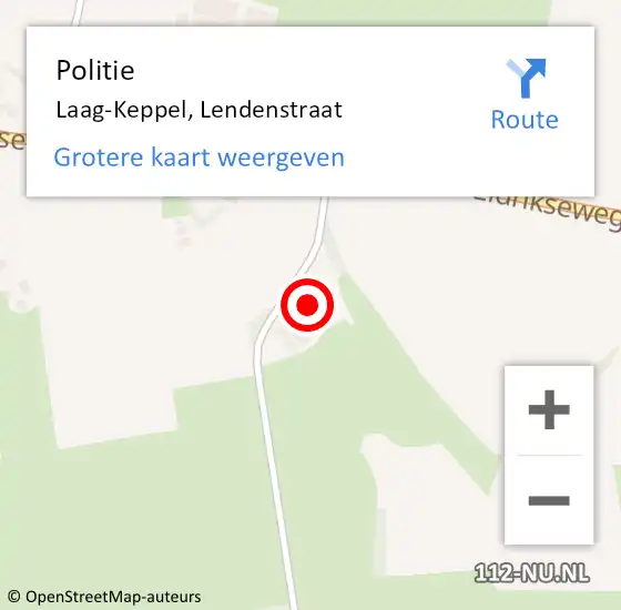 Locatie op kaart van de 112 melding: Politie Laag-Keppel, Lendenstraat op 25 juni 2024 11:16