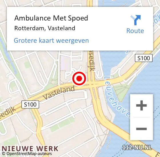 Locatie op kaart van de 112 melding: Ambulance Met Spoed Naar Rotterdam, Vasteland op 25 juni 2024 11:17