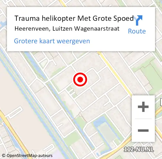 Locatie op kaart van de 112 melding: Trauma helikopter Met Grote Spoed Naar Heerenveen, Luitzen Wagenaarstraat op 25 juni 2024 11:25