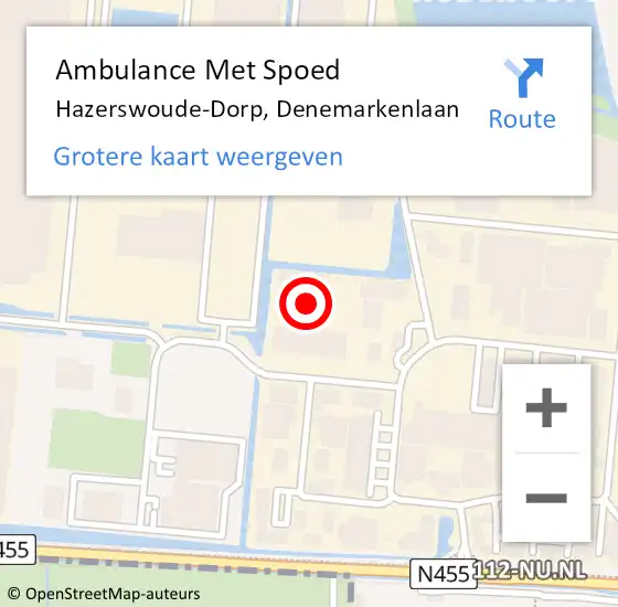 Locatie op kaart van de 112 melding: Ambulance Met Spoed Naar Hazerswoude-Dorp, Denemarkenlaan op 25 juni 2024 11:28