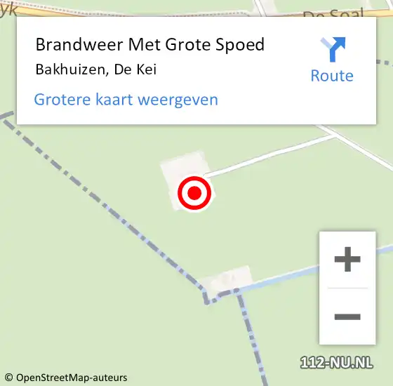 Locatie op kaart van de 112 melding: Brandweer Met Grote Spoed Naar Bakhuizen, De Kei op 25 juni 2024 11:33