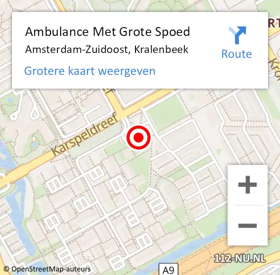 Locatie op kaart van de 112 melding: Ambulance Met Grote Spoed Naar Amsterdam, Kralenbeek op 25 juni 2024 11:48