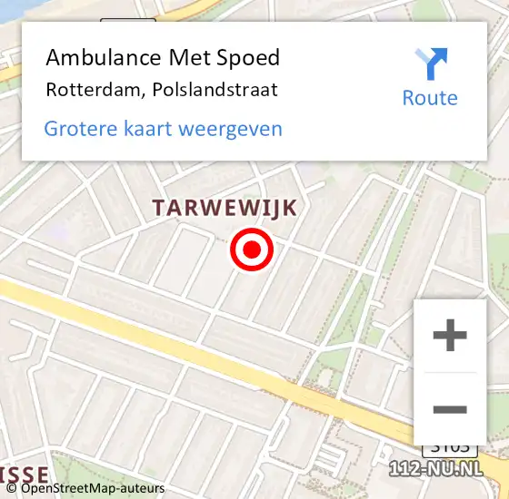 Locatie op kaart van de 112 melding: Ambulance Met Spoed Naar Rotterdam, Polslandstraat op 25 juni 2024 11:53