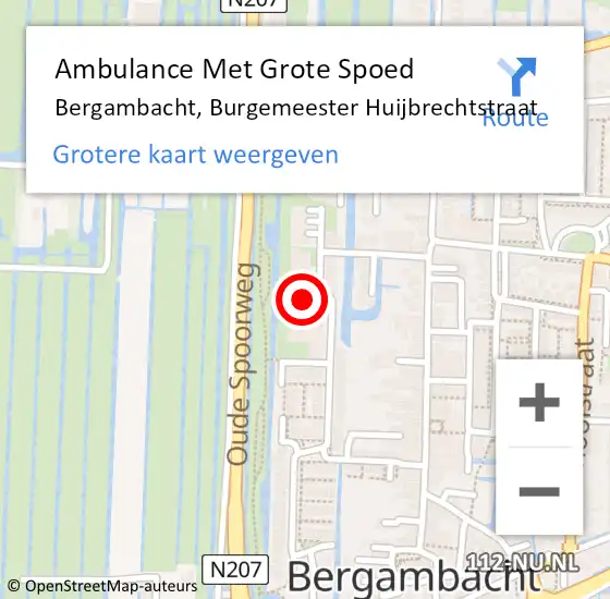 Locatie op kaart van de 112 melding: Ambulance Met Grote Spoed Naar Bergambacht, Burgemeester Huijbrechtstraat op 25 juni 2024 12:11