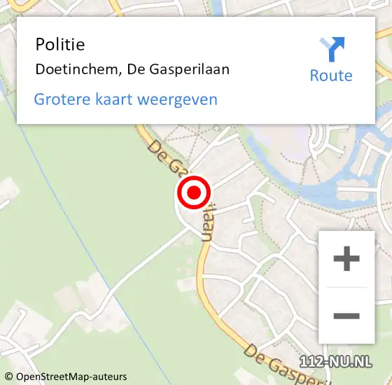 Locatie op kaart van de 112 melding: Politie Doetinchem, De Gasperilaan op 25 juni 2024 12:12