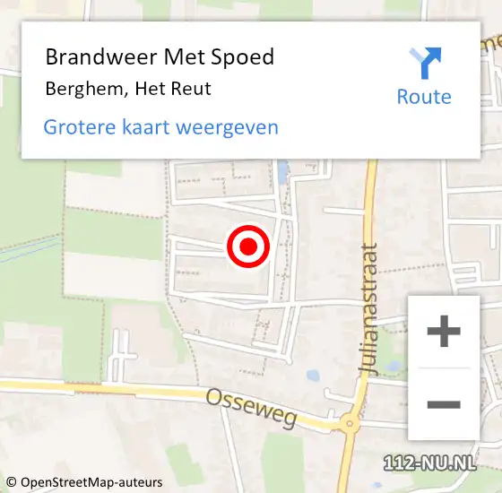 Locatie op kaart van de 112 melding: Brandweer Met Spoed Naar Berghem, Het Reut op 25 juni 2024 12:19