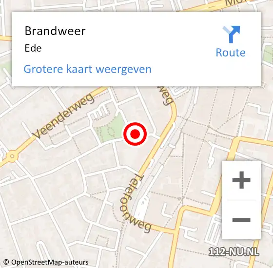 Locatie op kaart van de 112 melding: Brandweer Ede op 25 juni 2024 12:25