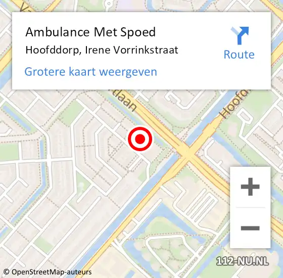 Locatie op kaart van de 112 melding: Ambulance Met Spoed Naar Hoofddorp, Irene Vorrinkstraat op 25 juni 2024 12:31