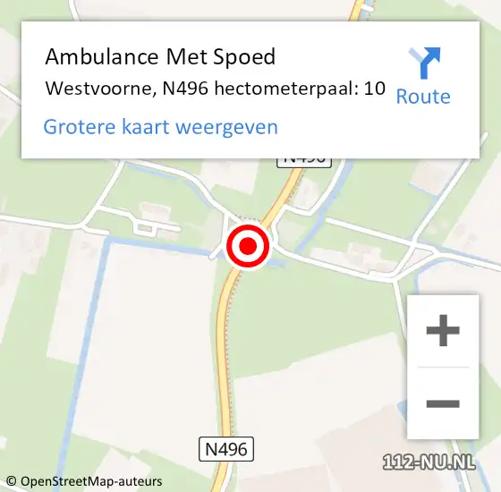 Locatie op kaart van de 112 melding: Ambulance Met Spoed Naar Westvoorne, N496 hectometerpaal: 10 op 25 juni 2024 12:32