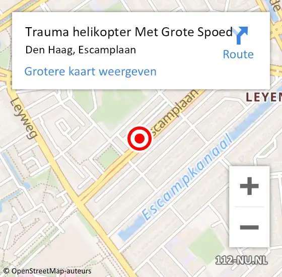 Locatie op kaart van de 112 melding: Trauma helikopter Met Grote Spoed Naar Den Haag, Escamplaan op 25 juni 2024 12:37