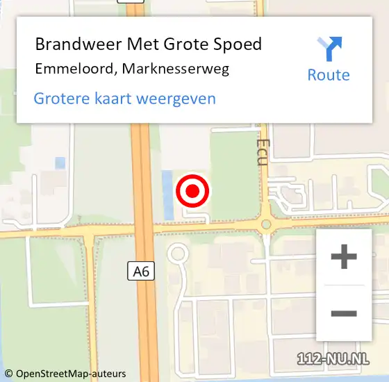 Locatie op kaart van de 112 melding: Brandweer Met Grote Spoed Naar Emmeloord, Marknesserweg op 25 juni 2024 12:39