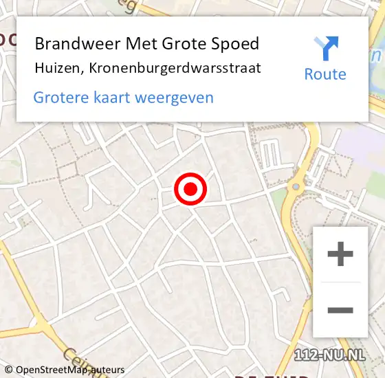 Locatie op kaart van de 112 melding: Brandweer Met Grote Spoed Naar Huizen, Kronenburgerdwarsstraat op 25 juni 2024 12:41