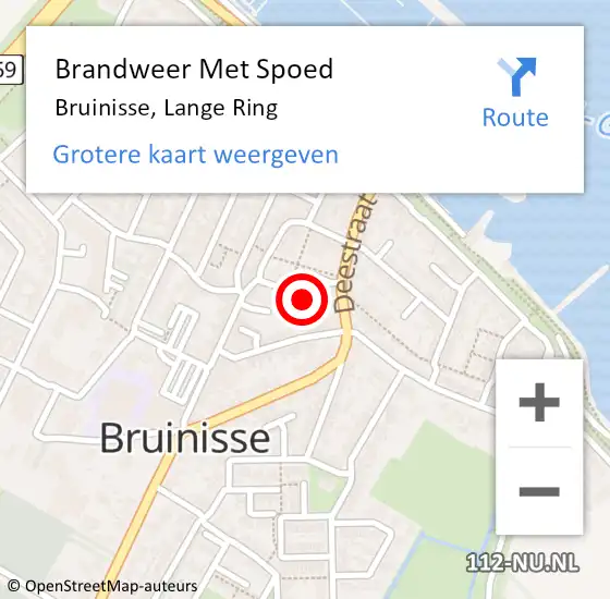 Locatie op kaart van de 112 melding: Brandweer Met Spoed Naar Bruinisse, Lange Ring op 25 juni 2024 12:41