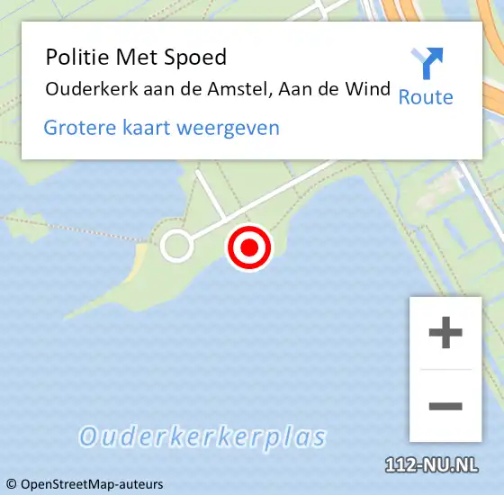 Locatie op kaart van de 112 melding: Politie Met Spoed Naar Ouderkerk aan de Amstel, Aan de Wind op 25 juni 2024 13:13