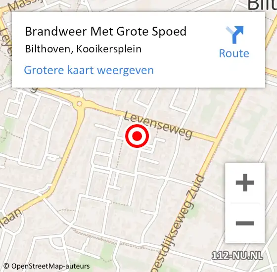 Locatie op kaart van de 112 melding: Brandweer Met Grote Spoed Naar Bilthoven, Kooikersplein op 25 juni 2024 13:23