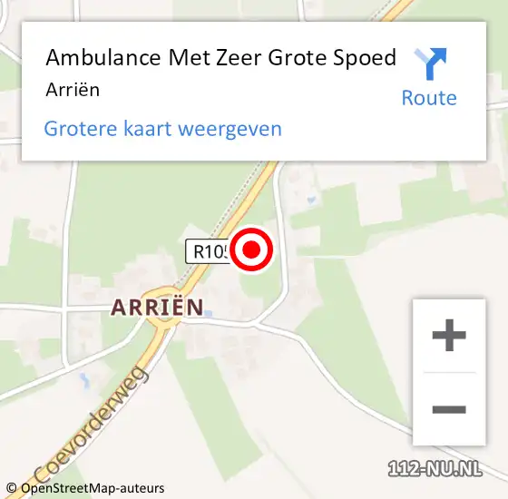 Locatie op kaart van de 112 melding: Ambulance Met Zeer Grote Spoed Naar Arriën op 25 juni 2024 13:24