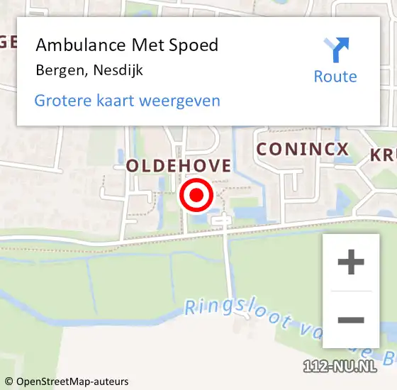 Locatie op kaart van de 112 melding: Ambulance Met Spoed Naar Bergen, Nesdijk op 25 juni 2024 13:28