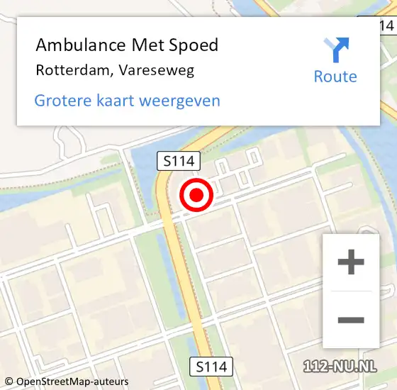 Locatie op kaart van de 112 melding: Ambulance Met Spoed Naar Rotterdam, Vareseweg op 25 juni 2024 13:30