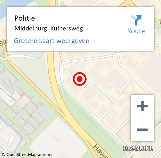 Locatie op kaart van de 112 melding: Politie Middelburg, Kuipersweg op 25 juni 2024 13:33