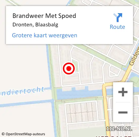 Locatie op kaart van de 112 melding: Brandweer Met Spoed Naar Dronten, Blaasbalg op 25 juni 2024 13:47