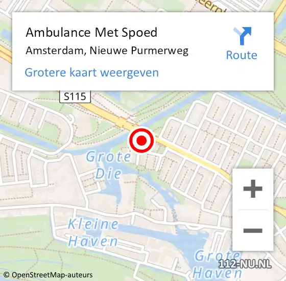 Locatie op kaart van de 112 melding: Ambulance Met Spoed Naar Amsterdam, Nieuwe Purmerweg op 25 juni 2024 13:56