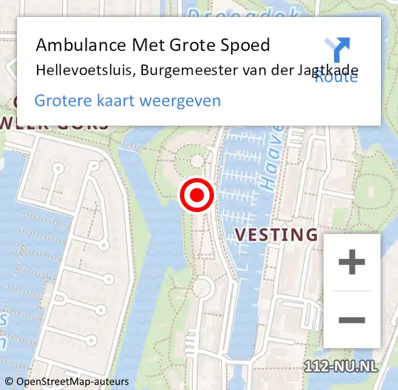 Locatie op kaart van de 112 melding: Ambulance Met Grote Spoed Naar Hellevoetsluis, Burgemeester van der Jagtkade op 25 juni 2024 14:04