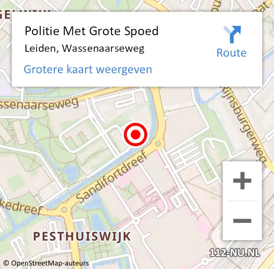 Locatie op kaart van de 112 melding: Politie Met Grote Spoed Naar Leiden, Wassenaarseweg op 25 juni 2024 14:04