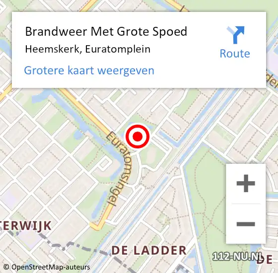 Locatie op kaart van de 112 melding: Brandweer Met Grote Spoed Naar Heemskerk, Euratomplein op 25 juni 2024 14:07